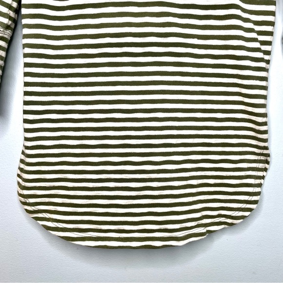 Merona Olive Striped Knit 3/4 Sleeve Top Women’s XS Exposed Zipper - Picture 5 of 12